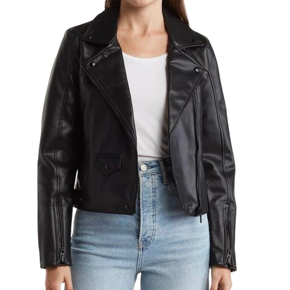 BLANKNYC / BLANK NYC Faux Leather Moto Jacket in Onyx Black Size L New with Tag
